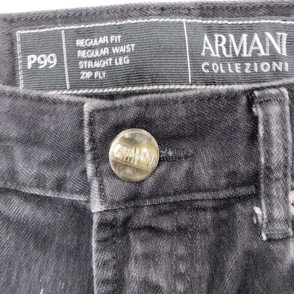 ARMANI COLLEZIONI MEN’S Black P99 REGULAR FIT STRAIGHT LEG JEANS SIZE 30 C247 - Picture 2 of 10